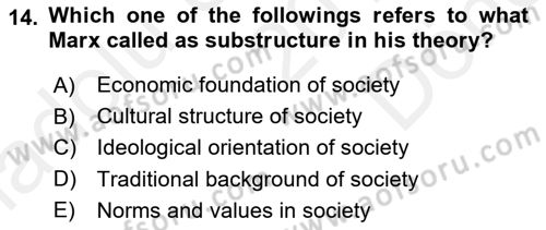 Political Thought Dersi 2018 - 2019 Yılı (Final) Dönem Sonu Sınav Soruları 14. Soru