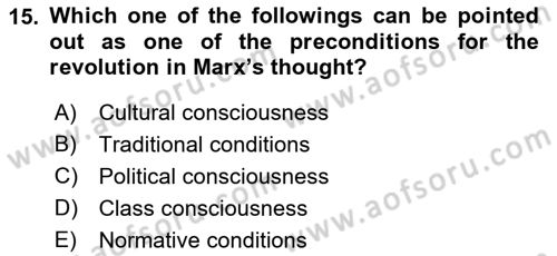 Political Thought Dersi 2018 - 2019 Yılı (Final) Dönem Sonu Sınav Soruları 15. Soru