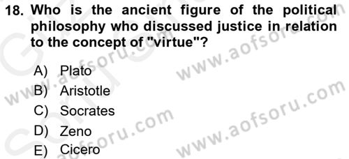 Political Thought Dersi 2018 - 2019 Yılı (Final) Dönem Sonu Sınav Soruları 18. Soru