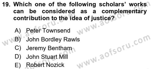 Political Thought Dersi 2018 - 2019 Yılı (Final) Dönem Sonu Sınav Soruları 19. Soru