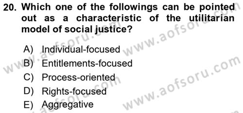 Political Thought Dersi 2018 - 2019 Yılı (Final) Dönem Sonu Sınav Soruları 20. Soru