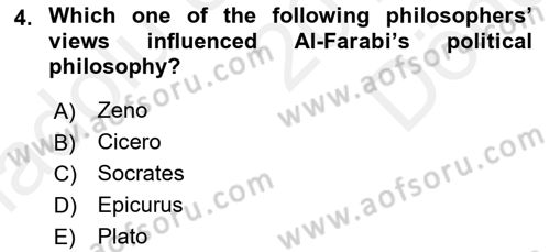 Political Thought Dersi 2018 - 2019 Yılı (Final) Dönem Sonu Sınav Soruları 4. Soru