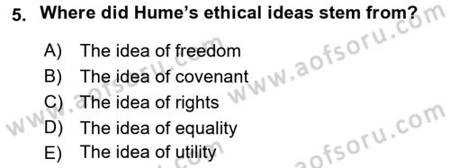 Political Thought Dersi 2018 - 2019 Yılı (Final) Dönem Sonu Sınav Soruları 5. Soru