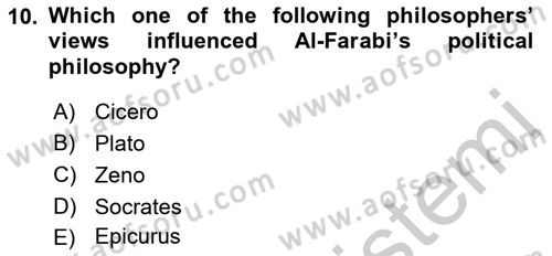 Political Thought Dersi 2018 - 2019 Yılı Yaz Okulu Sınav Soruları 10. Soru
