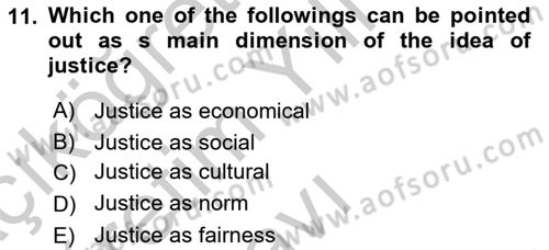 Political Thought Dersi 2018 - 2019 Yılı Yaz Okulu Sınav Soruları 11. Soru