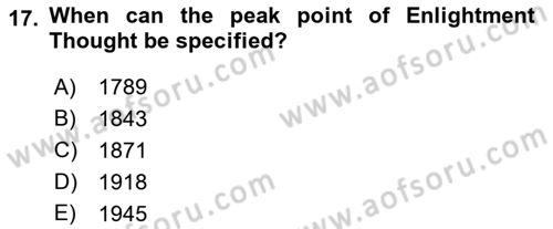 Political Thought Dersi 2018 - 2019 Yılı Yaz Okulu Sınav Soruları 17. Soru