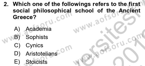 Political Thought Dersi 2018 - 2019 Yılı Yaz Okulu Sınav Soruları 2. Soru