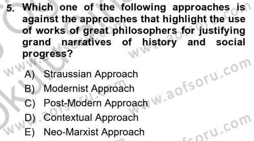 Political Thought Dersi 2018 - 2019 Yılı Yaz Okulu Sınav Soruları 5. Soru