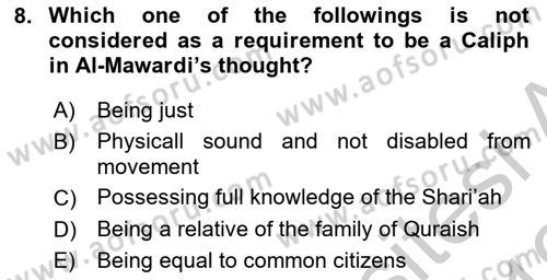 Political Thought Dersi 2018 - 2019 Yılı Yaz Okulu Sınav Soruları 8. Soru
