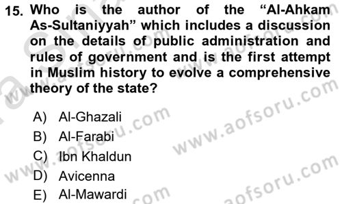 Political Thought Dersi 2019 - 2020 Yılı (Vize) Ara Sınav Soruları 15. Soru