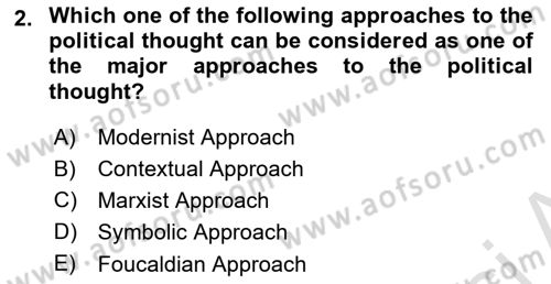 Political Thought Dersi 2019 - 2020 Yılı (Vize) Ara Sınav Soruları 2. Soru