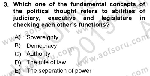 Political Thought Dersi Ara Sınavı Deneme Sınav Soruları 3. Soru