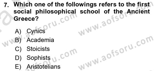 Political Thought Dersi Ara Sınavı Deneme Sınav Soruları 7. Soru