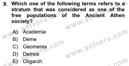 Political Thought Dersi 2019 - 2020 Yılı (Vize) Ara Sınav Soruları 9. Soru