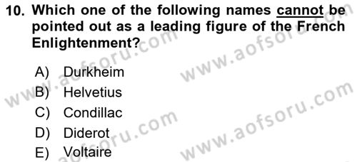 Political Thought Dersi 2019 - 2020 Yılı (Final) Dönem Sonu Sınav Soruları 10. Soru