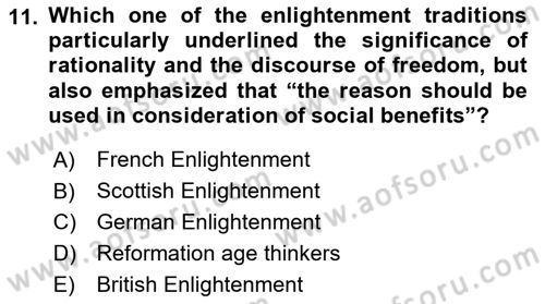 Political Thought Dersi 2019 - 2020 Yılı (Final) Dönem Sonu Sınav Soruları 11. Soru