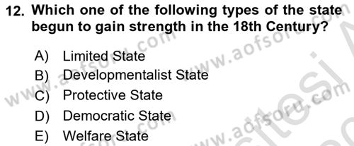 Political Thought Dersi 2019 - 2020 Yılı (Final) Dönem Sonu Sınav Soruları 12. Soru