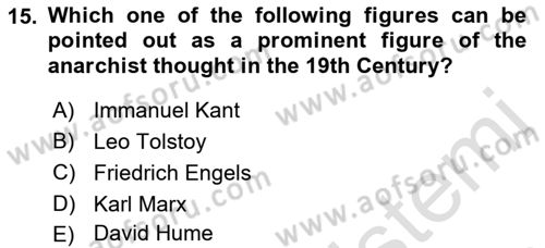 Political Thought Dersi 2019 - 2020 Yılı (Final) Dönem Sonu Sınav Soruları 15. Soru