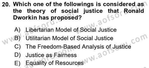 Political Thought Dersi 2019 - 2020 Yılı (Final) Dönem Sonu Sınav Soruları 20. Soru