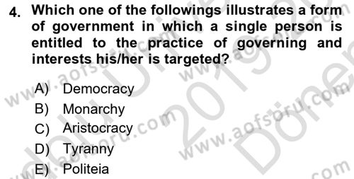 Political Thought Dersi 2019 - 2020 Yılı (Final) Dönem Sonu Sınav Soruları 4. Soru