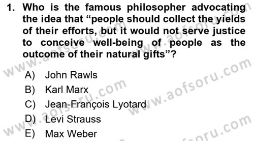 Political Thought Dersi 2020 - 2021 Yılı Yaz Okulu Sınav Soruları 1. Soru