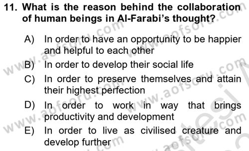 Political Thought Dersi 2020 - 2021 Yılı Yaz Okulu Sınav Soruları 11. Soru