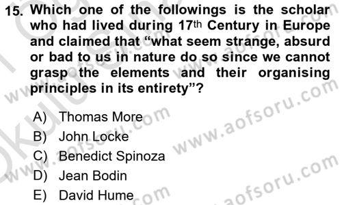 Political Thought Dersi 2020 - 2021 Yılı Yaz Okulu Sınav Soruları 15. Soru