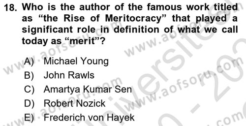 Political Thought Dersi 2020 - 2021 Yılı Yaz Okulu Sınav Soruları 18. Soru