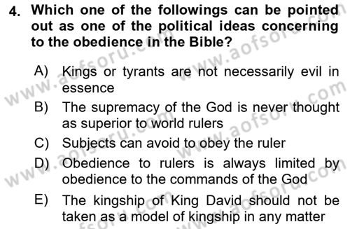 Political Thought Dersi 2020 - 2021 Yılı Yaz Okulu Sınav Soruları 4. Soru