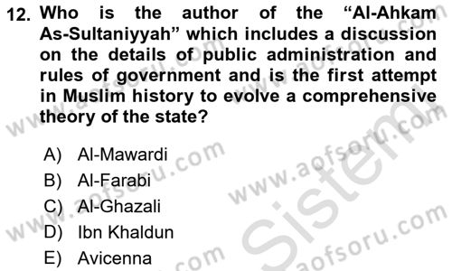 Political Thought Dersi 2021 - 2022 Yılı (Vize) Ara Sınav Soruları 12. Soru