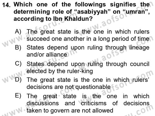 Political Thought Dersi 2021 - 2022 Yılı (Vize) Ara Sınav Soruları 14. Soru