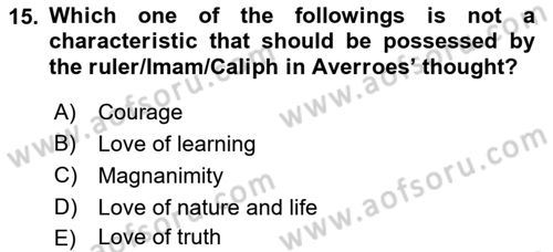 Political Thought Dersi Ara Sınavı Deneme Sınav Soruları 15. Soru