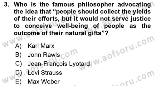 Political Thought Dersi 2021 - 2022 Yılı (Vize) Ara Sınav Soruları 3. Soru