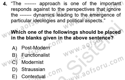 Political Thought Dersi Ara Sınavı Deneme Sınav Soruları 4. Soru
