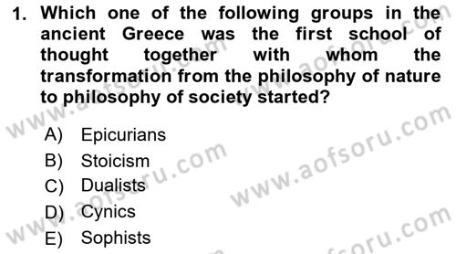 Political Thought Dersi 2021 - 2022 Yılı (Final) Dönem Sonu Sınav Soruları 1. Soru