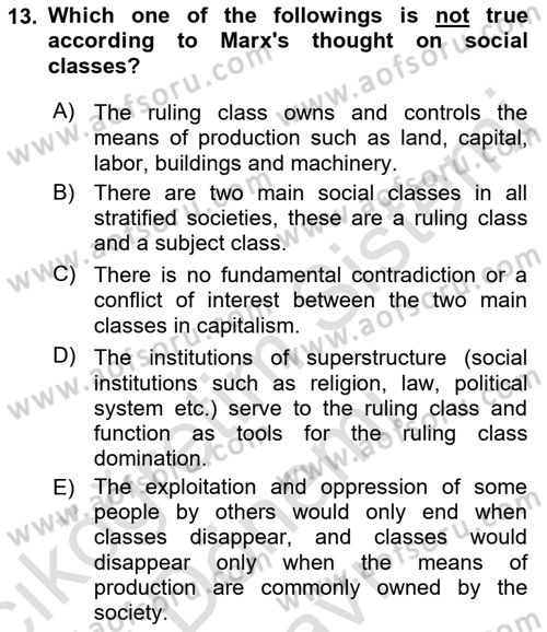 Political Thought Dersi 2021 - 2022 Yılı (Final) Dönem Sonu Sınav Soruları 13. Soru