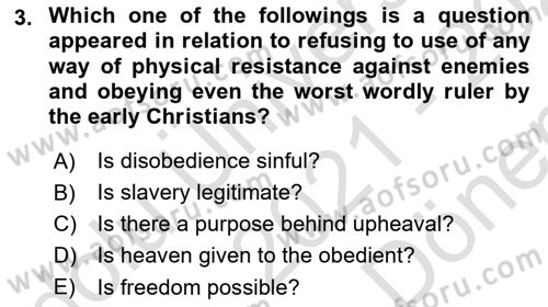 Political Thought Dersi 2021 - 2022 Yılı (Final) Dönem Sonu Sınav Soruları 3. Soru