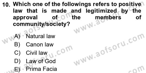 Political Thought Dersi 2021 - 2022 Yılı Yaz Okulu Sınav Soruları 10. Soru