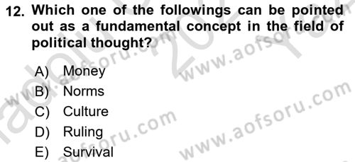 Political Thought Dersi 2021 - 2022 Yılı Yaz Okulu Sınav Soruları 12. Soru