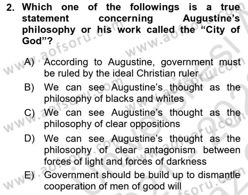 Political Thought Dersi 2021 - 2022 Yılı Yaz Okulu Sınav Soruları 2. Soru