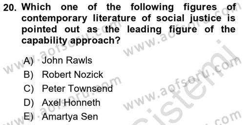 Political Thought Dersi 2021 - 2022 Yılı Yaz Okulu Sınav Soruları 20. Soru