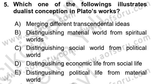 Political Thought Dersi 2021 - 2022 Yılı Yaz Okulu Sınav Soruları 5. Soru