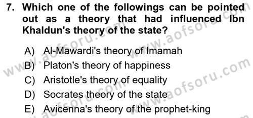 Political Thought Dersi 2021 - 2022 Yılı Yaz Okulu Sınav Soruları 7. Soru