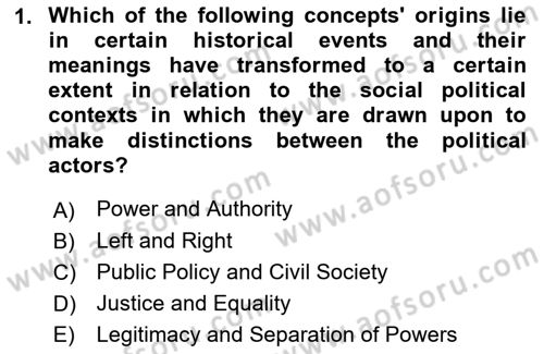Political Thought Dersi Ara Sınavı Deneme Sınav Soruları 1. Soru