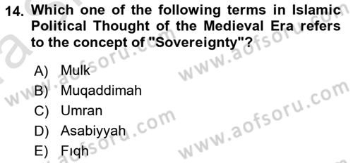 Political Thought Dersi 2022 - 2023 Yılı (Vize) Ara Sınav Soruları 14. Soru