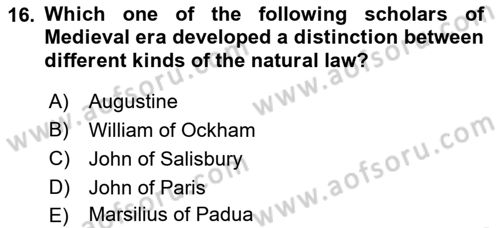 Political Thought Dersi 2022 - 2023 Yılı (Vize) Ara Sınav Soruları 16. Soru