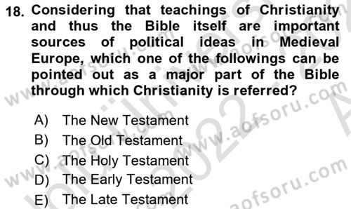 Political Thought Dersi Ara Sınavı Deneme Sınav Soruları 18. Soru