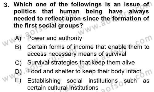 Political Thought Dersi Ara Sınavı Deneme Sınav Soruları 3. Soru
