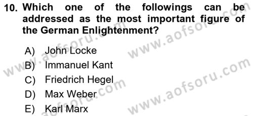 Political Thought Dersi 2022 - 2023 Yılı (Final) Dönem Sonu Sınav Soruları 10. Soru