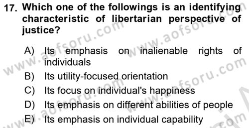 Political Thought Dersi 2022 - 2023 Yılı (Final) Dönem Sonu Sınav Soruları 17. Soru